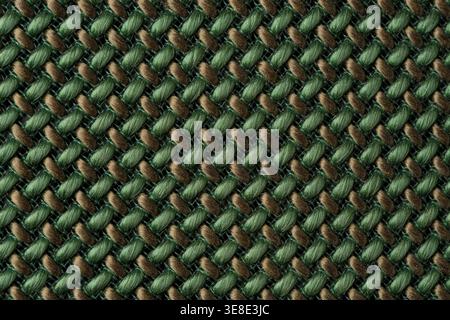 Detailed green woven fabric texture background with natural pattern Stock Photo