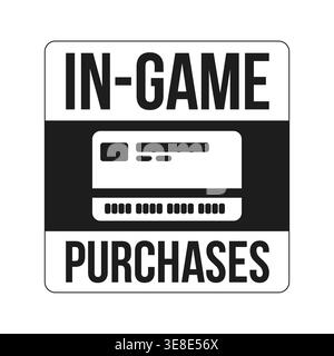 In-game purchases black and white label sign Stock Vector
