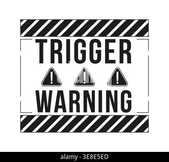 Trigger warning black and white label sign Stock Vector