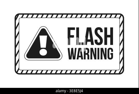 Flash warning black and white label sign Stock Vector