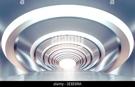 3d Abstract tunnel futuristic pathway Stock Photo
