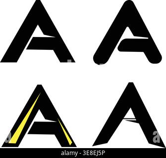 Abstract Letter A Logo Collection with Geometric and Rounded Style Variations in Black Vector Stock Vector
