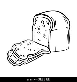Sliced loaf bread line art, bakery vector isolated on white Stock Vector