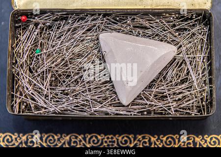 Tailoring chalk and pins Stock Photo