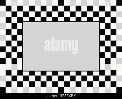 Checkered Frame Background, Black and White Border Pattern Design Stock Vector