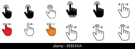 Hand Cursor Click Css Set, Point, Tap and Gesture Vector Collection Stock Vector