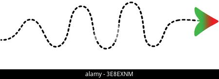Dotted-line arrow collection, vector sketch of directional arrows with thin lines, Vector Stock Vector