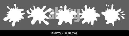 Water or milk puddle frame with wavy edges and splash shapes vector illustration set. Stock Vector