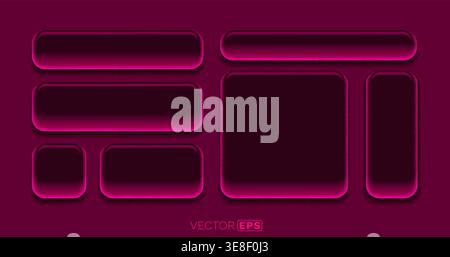 Sleek red glowing UI elements and buttons collection on a dark background, ideal for modern design. Vector illustration Stock Vector