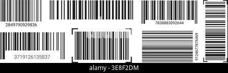 EAN-13 barcode label set with black lines on white background. Clean vector code design for product scanning, pricing, and retail inventory identifica Stock Vector