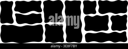 Wavy organic frame shape set with irregular edges, perfect for creative text layouts vector illustration. Stock Vector