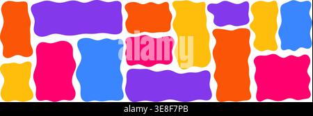 Organic wavy rectangle border with fluid edges vector illustration set. Stock Vector