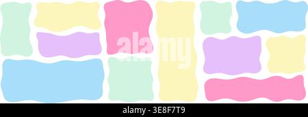 Organic wavy rectangle border with fluid edges vector illustration set. Stock Vector