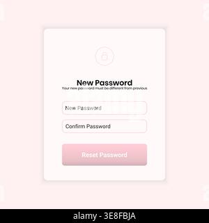 Modern password creation interface featuring new password and confirm password fields with soft red validation styling. Represents error state or inpu Stock Vector