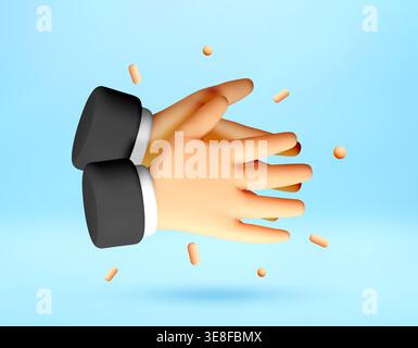 3d hands clapping to show success and applause. Stock Vector