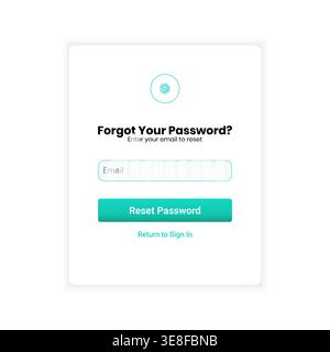 User-friendly “Forgot Password” interface with email input field and reset password button in soft teal color palette. Designed for secure login syste Stock Vector