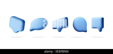Set of blue 3d speech bubbles. Stock Vector