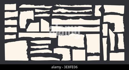 Torn paper frames with ripped edges and jagged shapes set. Stock Vector
