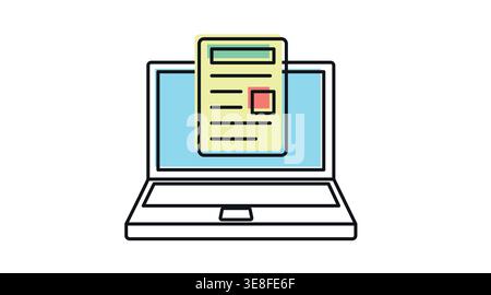 Laptop business report and document icon Stock Vector