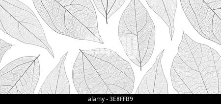 Leaf vein skeleton texture abstract background with close up plant leaf cells ornament texture pattern. Stock Vector