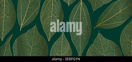 Leaf vein skeleton texture abstract background with close up plant leaf cells ornament texture pattern. Stock Vector