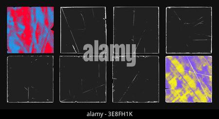 Vintage paper frame overlay old worn edge grunge texture collection. Stock Vector