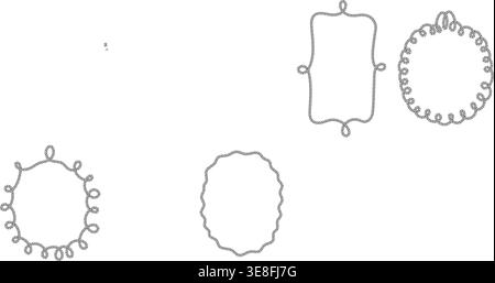 Whimsical rope frames with nautical knots and braided borders. Stock Vector