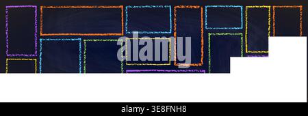 Colorful kindergarten frame with playful crayon borders and hand-drawn doodle set. Stock Vector