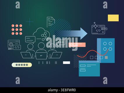Expedite Development and Deployment of Services Module with AI  - Stock Illustration  as EPS 10 File Stock Vector