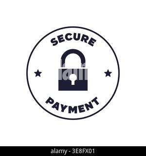 Secure Payment Lock Icon Badge Vector Circle Design for Ecommerce Assurance Vector Illustration Stock Vector