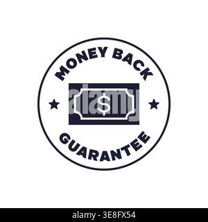 Money Back Guarantee Badge with Dollar Bill Icon Flat Circle Ecommerce Symbol Vector Illustration Stock Vector