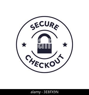 Secure Checkout Badge with Lock Symbol in Circular E-Commerce Icon Design Vector Illustration Stock Vector