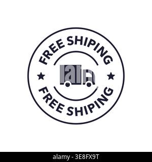 Free Shipping Badge with Delivery Truck Icon in Circular Logistic Design Vector Illustration Stock Vector