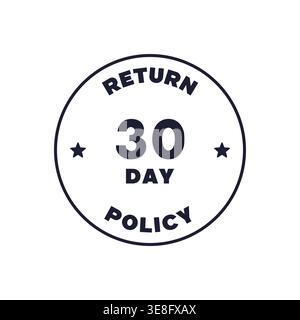 Thirty Day Return Policy Badge Circle Style with Bold Number Icon Vector Illustration Stock Vector