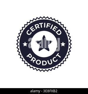 Certified Product Badge with Star and Circular Seal Design Vector Illustration Stock Vector