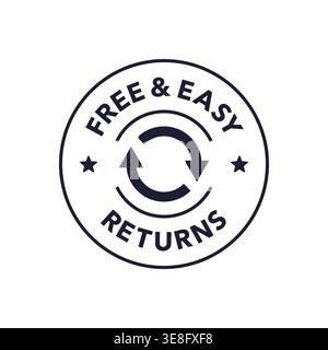 Vector Free and Easy Returns Badge with Arrows in Circular Retail Guarantee Design Stock Vector