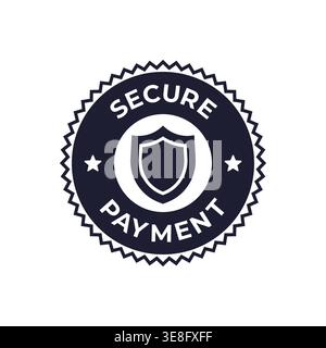 Secure Payment Badge with Shield Symbol in Circular Protection Icon Design Vector Illustration Stock Vector