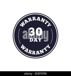 Warranty Badge with 30 Day Duration in Bold Circular Vector Format Stock Vector