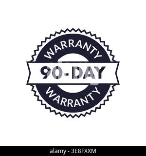 90-Day Warranty Badge in Classic Vector Design with Ribbon Element Stock Vector