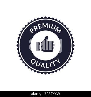 Premium Quality Badge with Thumbs Up Icon in Bold Vector Emblem Style Stock Vector