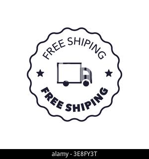 Free Shipping Vector Badge with Truck Icon in Minimal Rounded Design Stock Vector