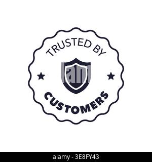 Trusted by Customers Badge with Shield and Stars in Vintage Vector Format Stock Vector
