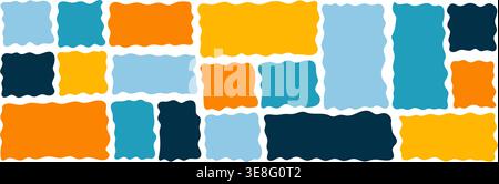 Wavy organic frame with irregular edges playful vector illustration set. Hand-drawn abstract border for text. Stock Vector