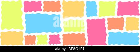 Wavy organic frame with irregular edges playful vector illustration set. Hand-drawn abstract border for text. Stock Vector