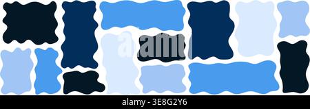 Wavy organic frame with irregular edges playful vector illustration set. Hand-drawn abstract border for text. Stock Vector