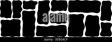 Wavy organic frame shape set with irregular edges, perfect for creative text layouts vector illustration. Stock Vector