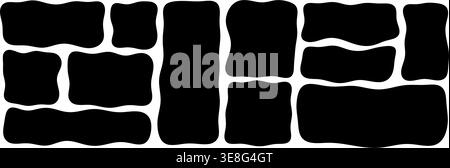 Irregular square and rectangle borders set with hand-drawn edges, flowing curves and playful aesthetic vector illustration. Stock Vector