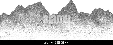 Geometric mountain silhouette of alpine peaks with stipple texture background Stock Vector