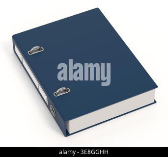 Blue file folder isolated on white background. 3D illustration. Stock Photo