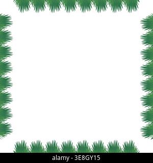 Summer background frame made of green tropical palm and leaves. Cute empty frame box Stock Vector